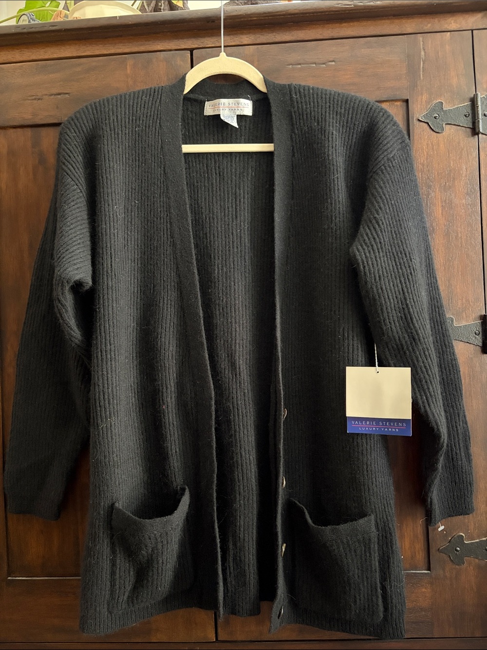 NEW Vintage 1990's Valerie Stevens Black Lambswool & Angora Soft Cardigan NWT